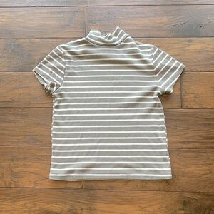 Poof New York Turtleneck T-Shirt Green and White